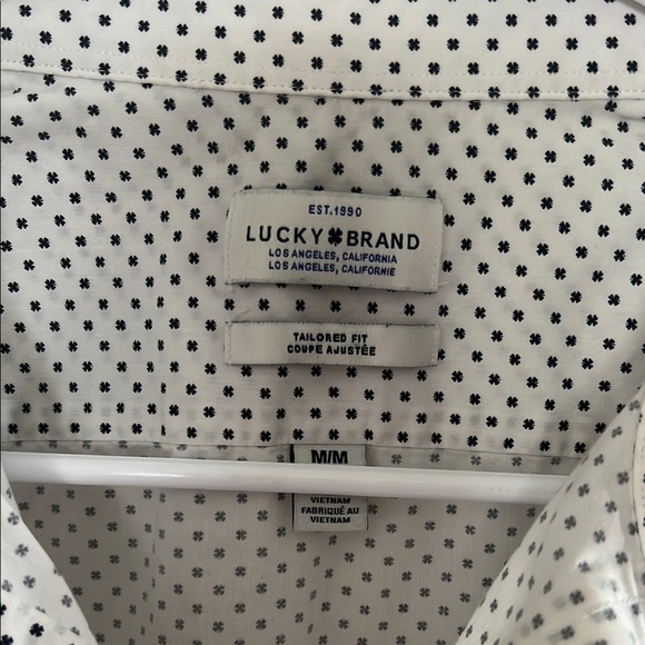 Lucky Brand Men's White and Black Polka Dot Shirt - Picture 2 of 4